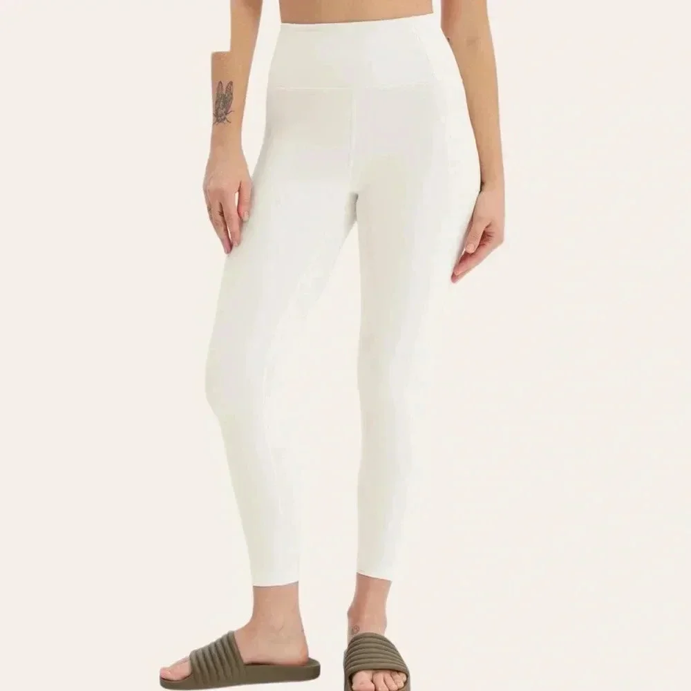 NWT Girlfriend Collective high rise compressive leggings Ivory XS 28.5” - Picture 4 of 8